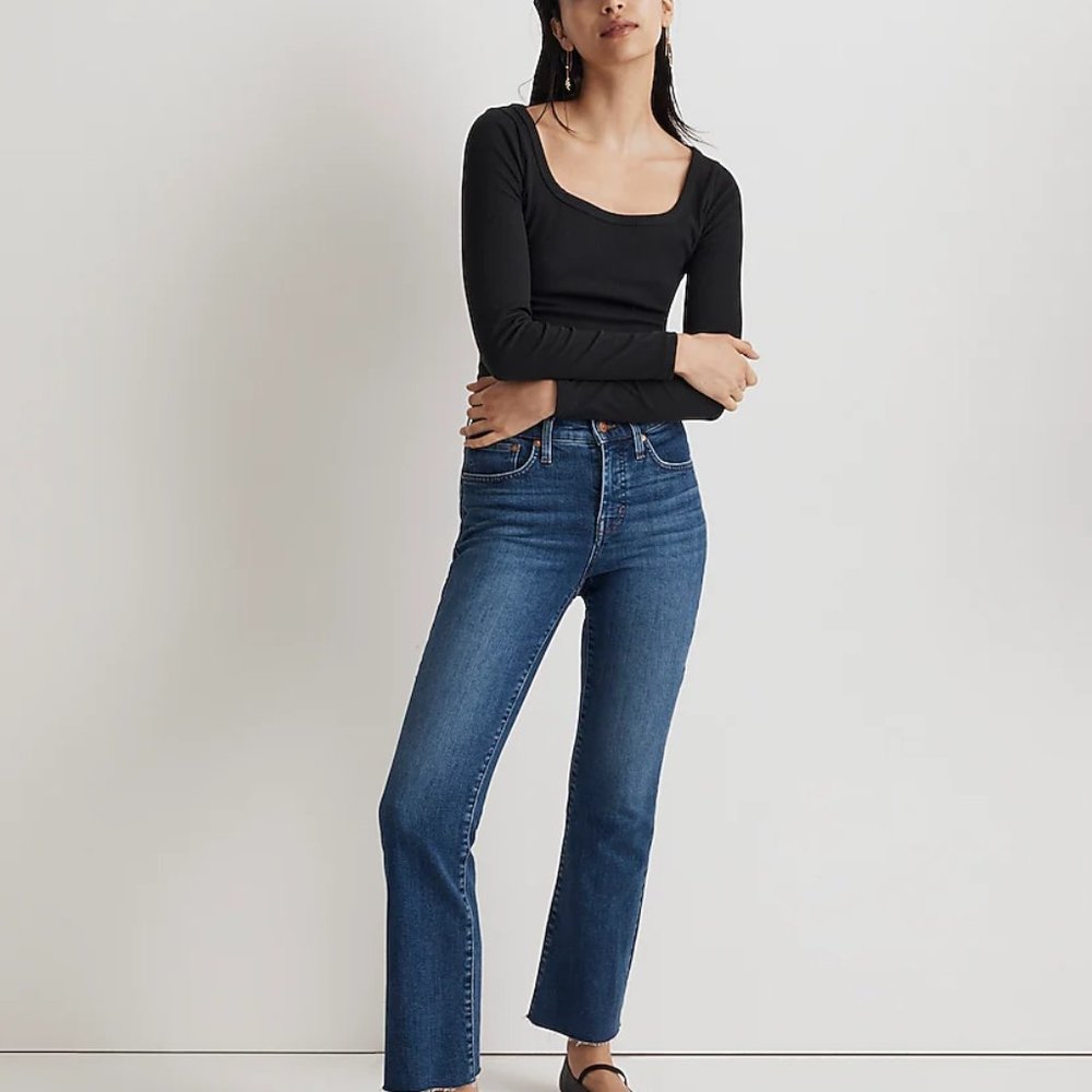 Madewell Kick-Out Crop Jean With Raw Hem-Size 28
